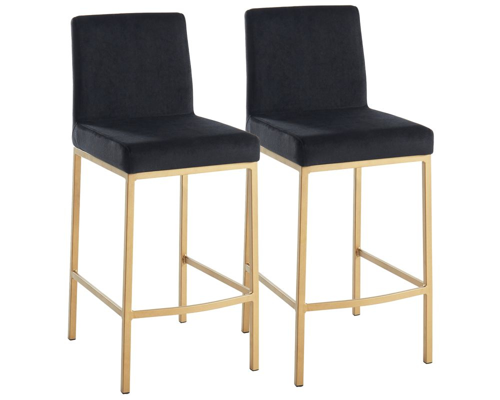 Ensemble de 2 tabourets de comptoir Diego métal noir - Noir