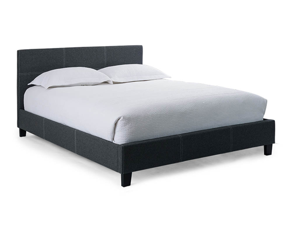 Lit en tissu Double Gris moyen - Gris