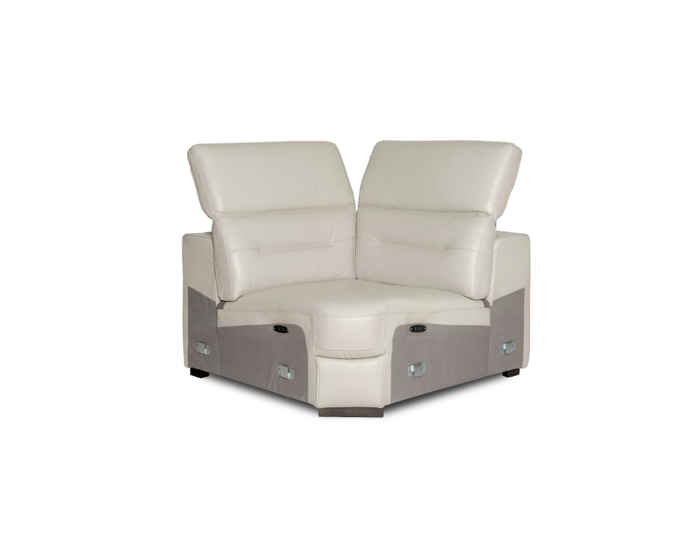 Sectionnel inclinable électrique double   - Coin t&ecirc;tes &eacute;lectriques - Beige