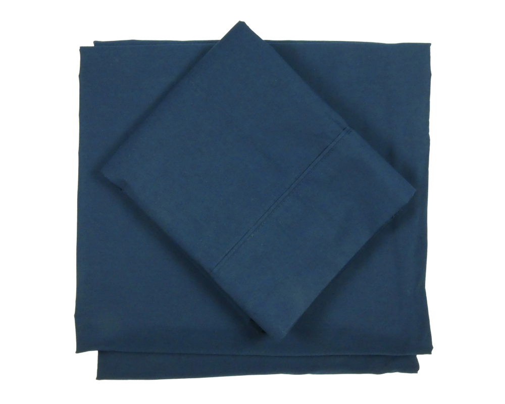 Ensemble de draps lit double Coton percale Bleu marine - Bleu