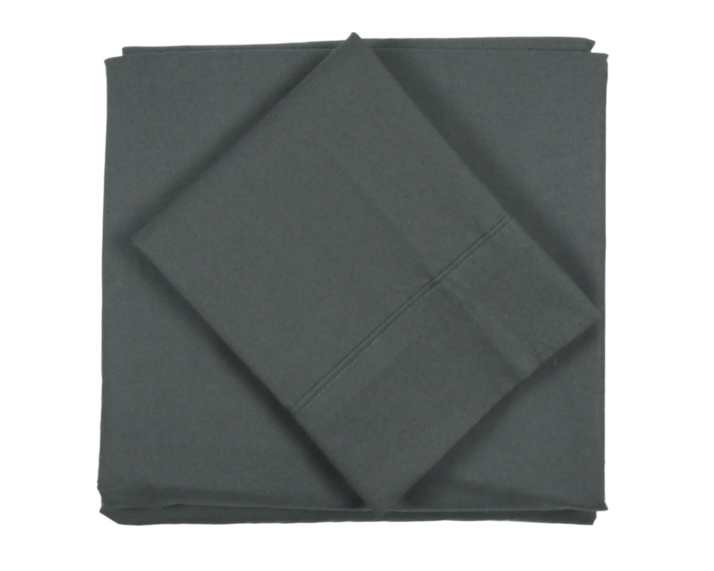 Ensemble de draps lit queen - Coton percale - Gris