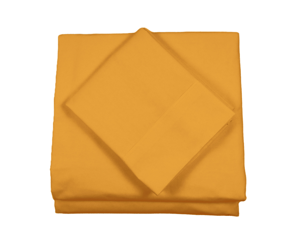 Ensemble de draps lit king - Coton percale - Jaune