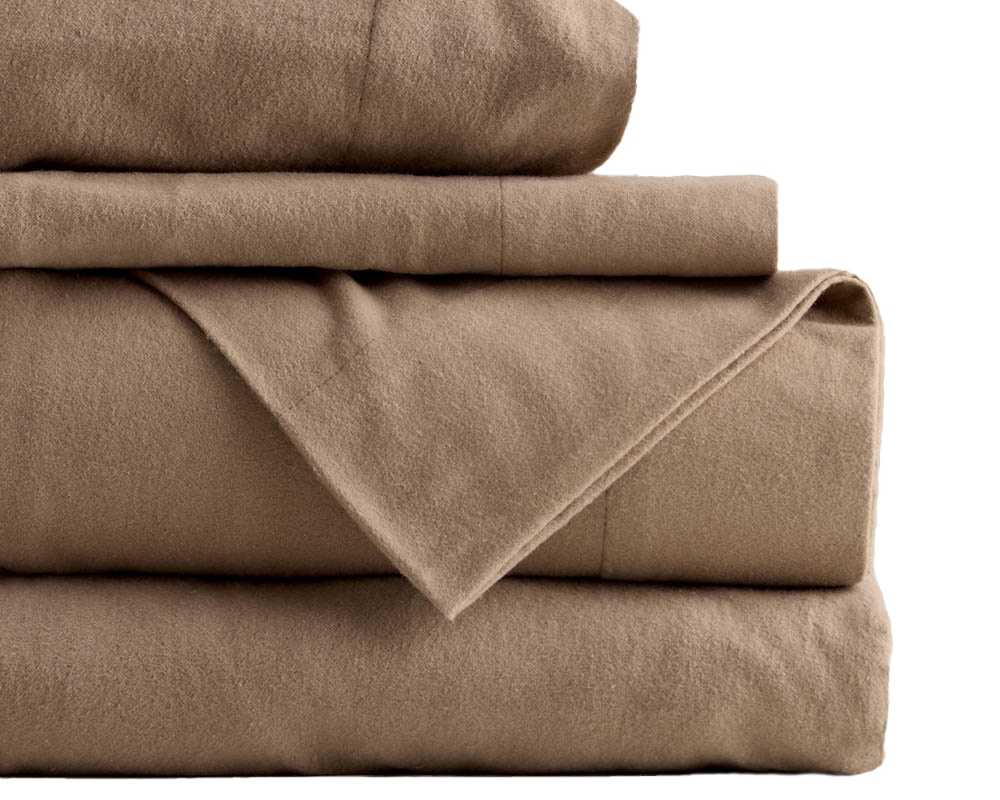 Ensemble de draps lit queen - Flanelle - Brun