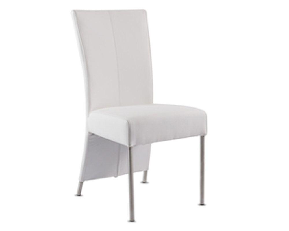 Chaise - M&eacute;tal et cuir recycl&eacute; - Blanc