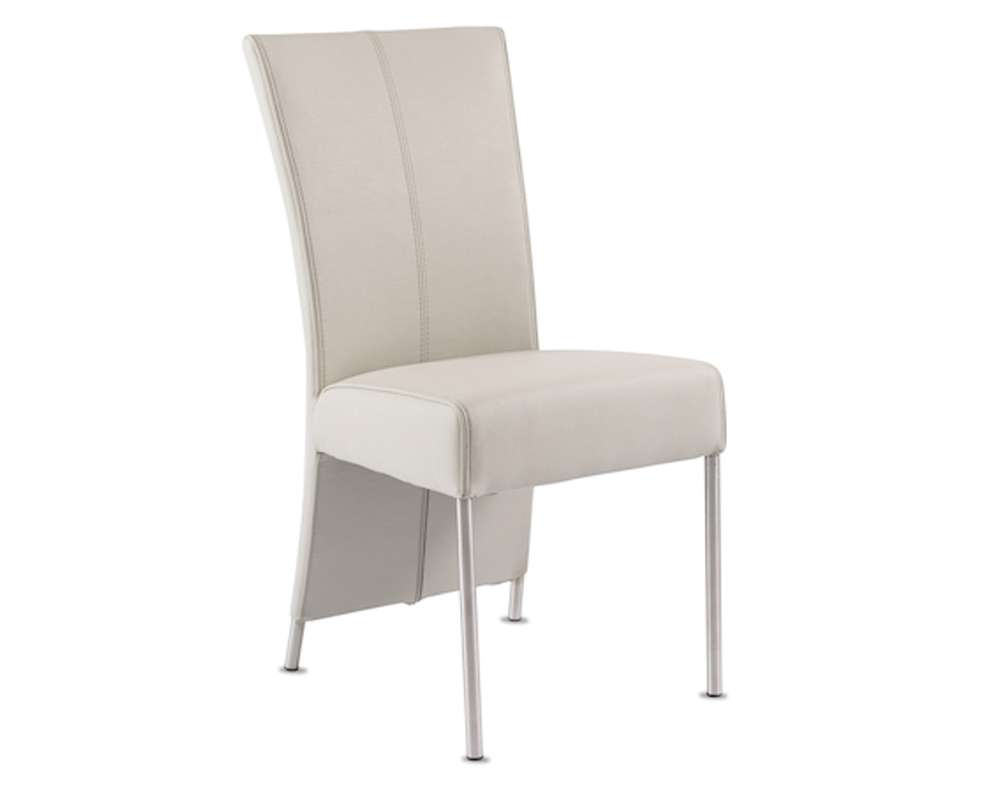 Chaise - M&eacute;tal et cuir recycl&eacute; - Beige