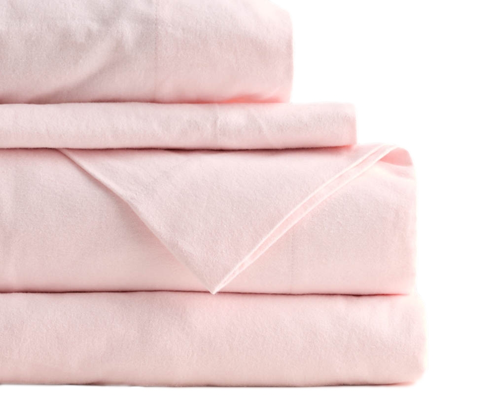 Ensemble de draps lit queen Flanelle Rose pâle - Rose