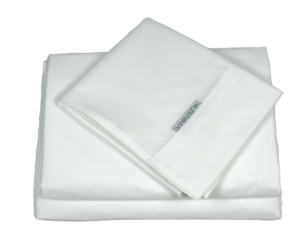 Ensemble de draps pour 2 lits articulés simple XL - Coton &eacute;gyptien, rayonne bambou - Blanc