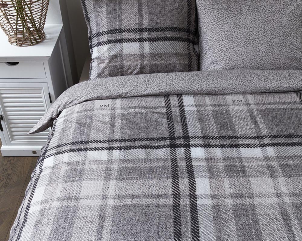 Housse de couette lit king avec 2 cache-oreillers - Gris