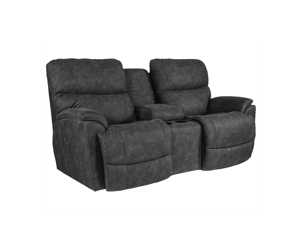 Causeuse inclinable avec console Électrique double, tête, pied Tissu Gris charcoal - Gris