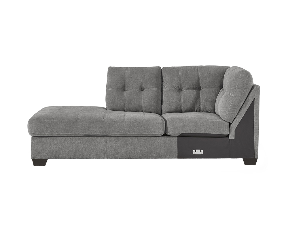 Sectionnel Chaise longue bras gauche Tissu Gris moyen - Gris