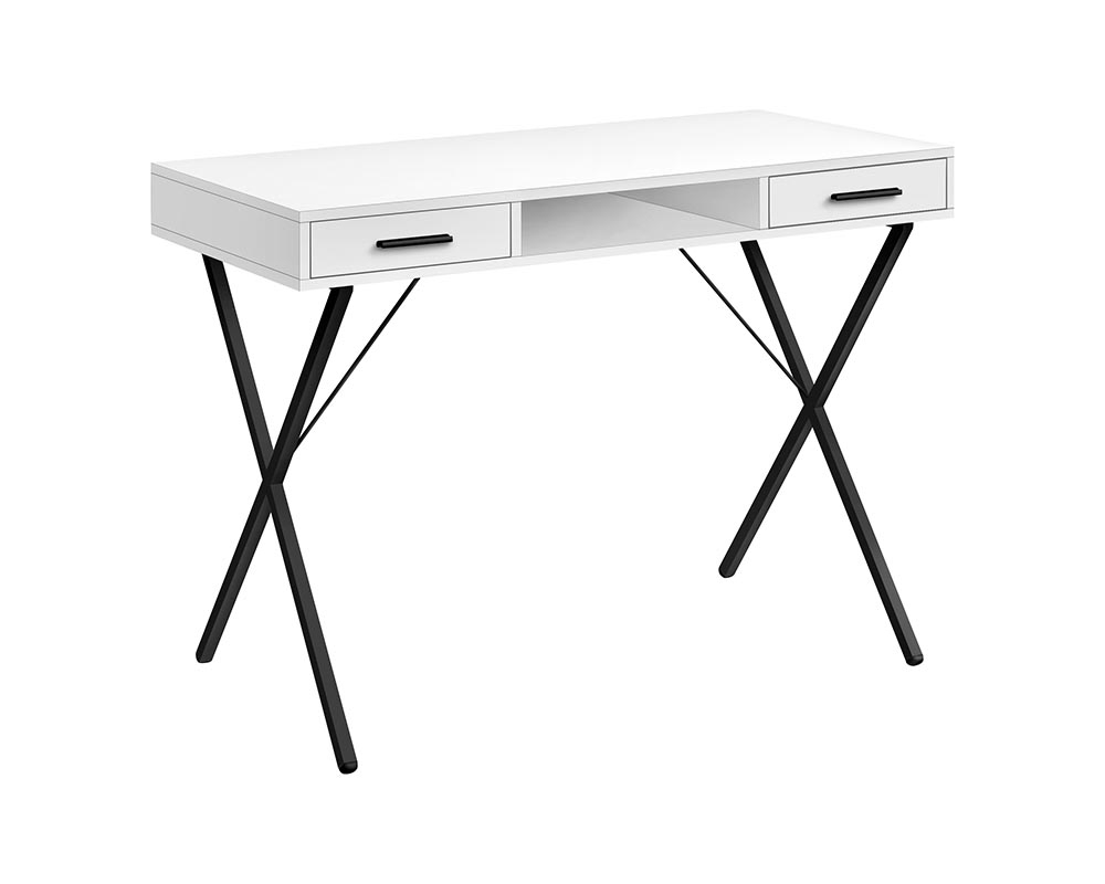 Bureau de travail Mélamine Blanc - Blanc