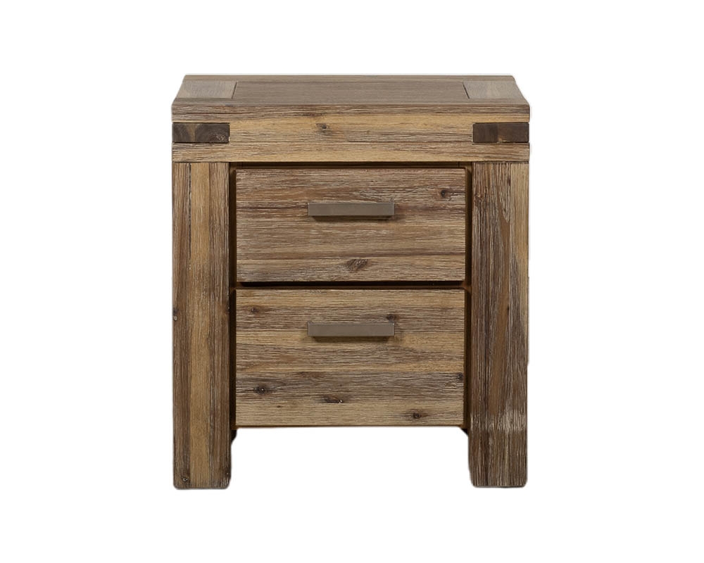 Table de nuit en bois - 2 tiroirs - Naturel