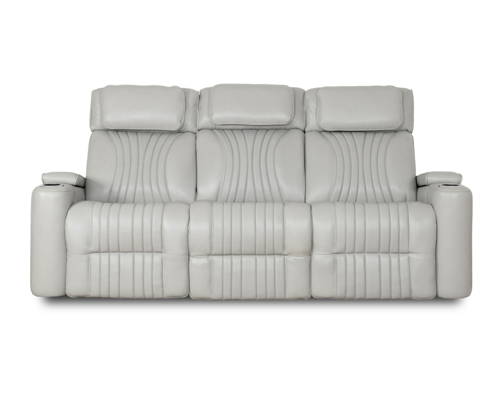Sofa inclinable avec console rabattable - &Eacute;lectrique double, chaleur, massage, gravit&eacute; z&eacute;ro - Gris