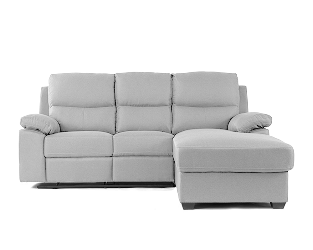 Sectionnel inclinable - Sofa chaise longue bras droit, console rabattable - Gris