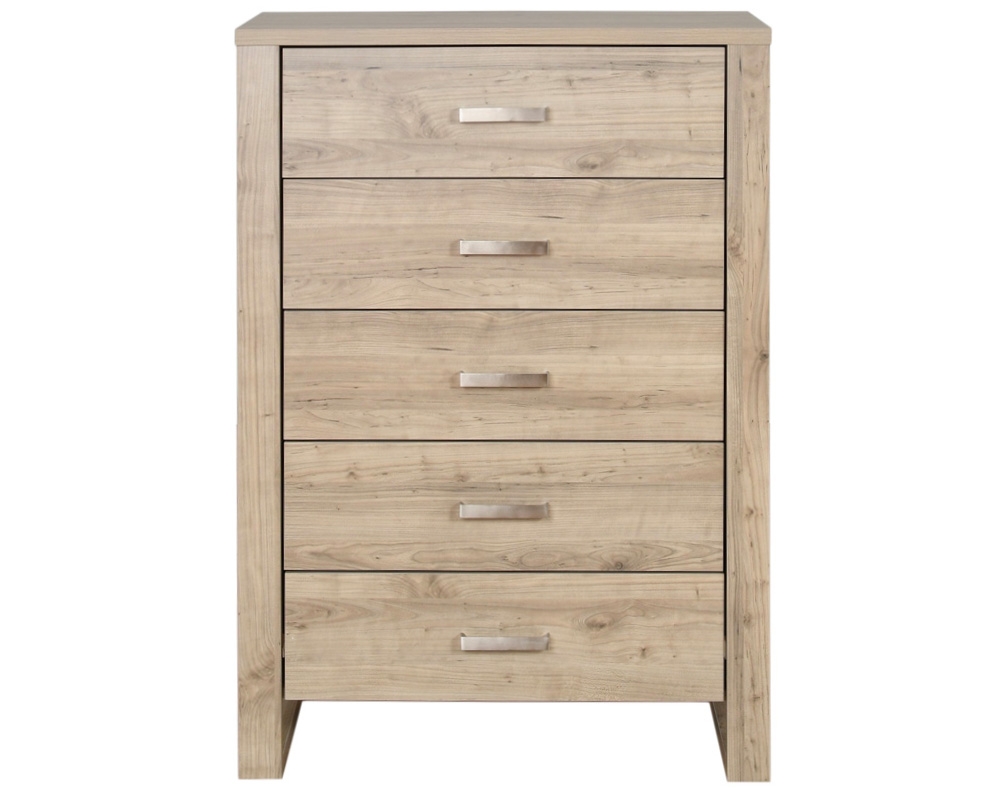 Commode laminée 5 tiroirs Beige moyen - Beige