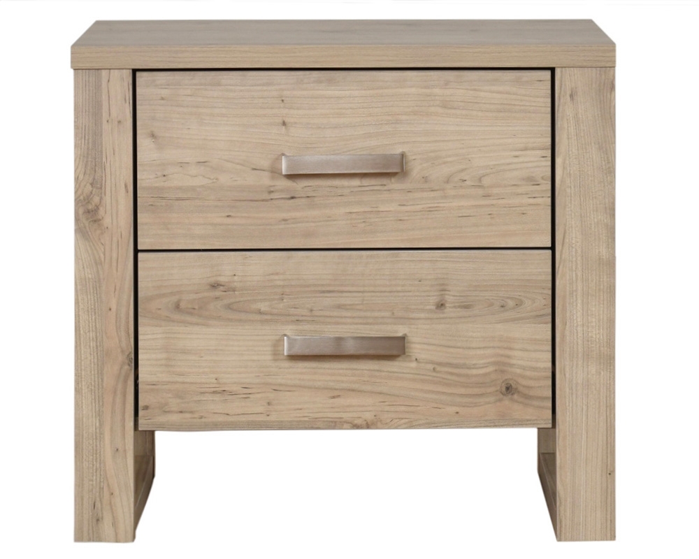 Table de nuit laminée - 2 tiroirs - Beige