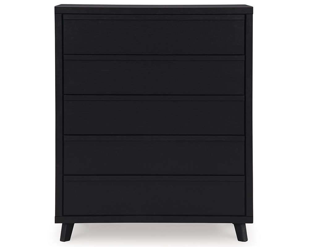 Commode laminée - 5 tiroirs - Noir