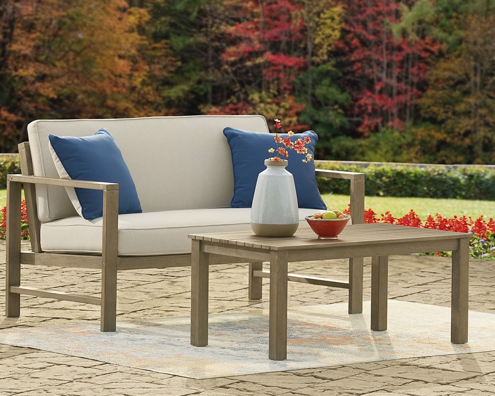 Mobilier de salon extérieur 2mcx - Causeuse et table &agrave; caf&eacute; - Beige
