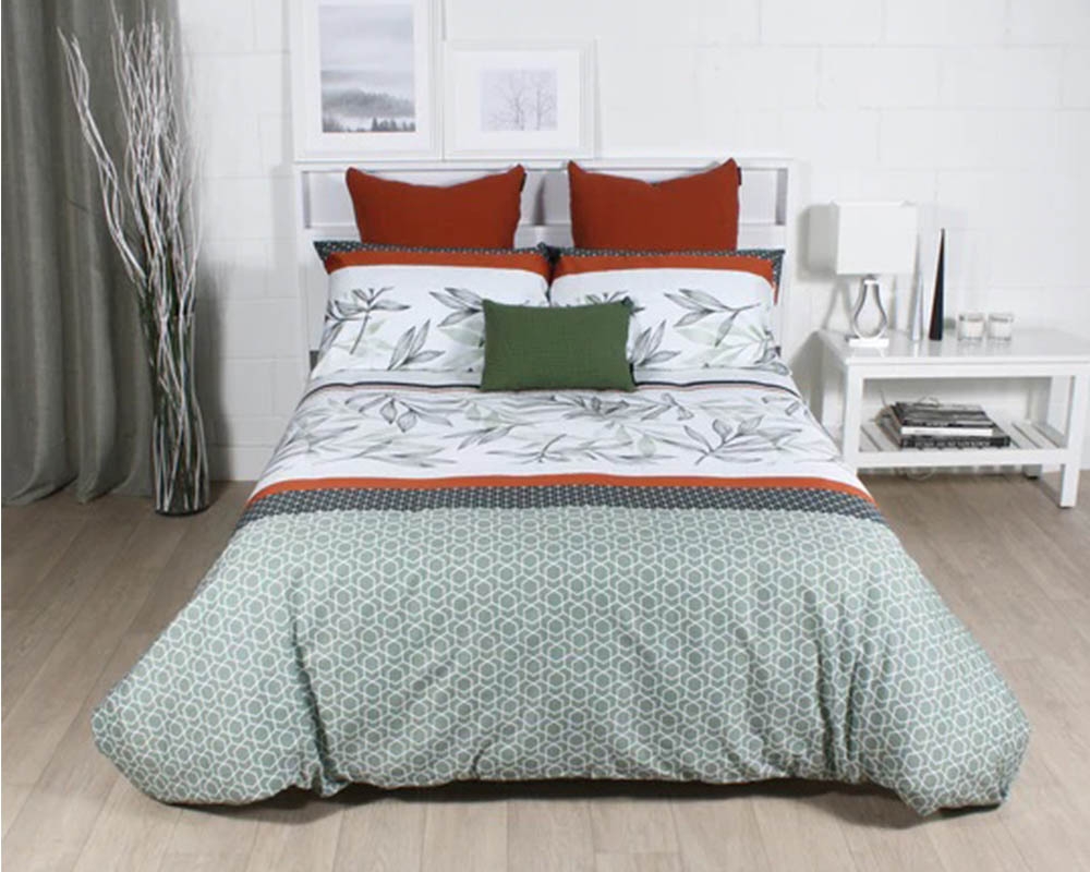 Housse de couette lit queen et 2 cache-oreillers - Vert
