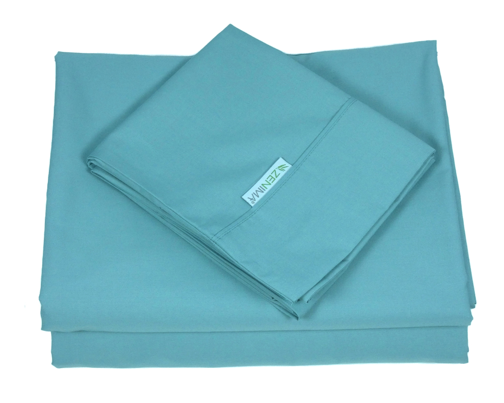 Ensemble de draps lit simple Rayonne bambou Bleu jeans - Bleu