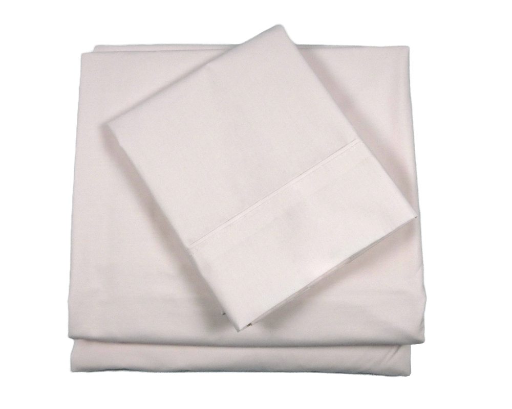 Ensemble de draps lit queen Coton percale Rose pâle - Rose