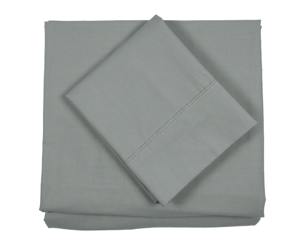 Ensemble de draps lit simple Coton percale Gris pâle - Gris