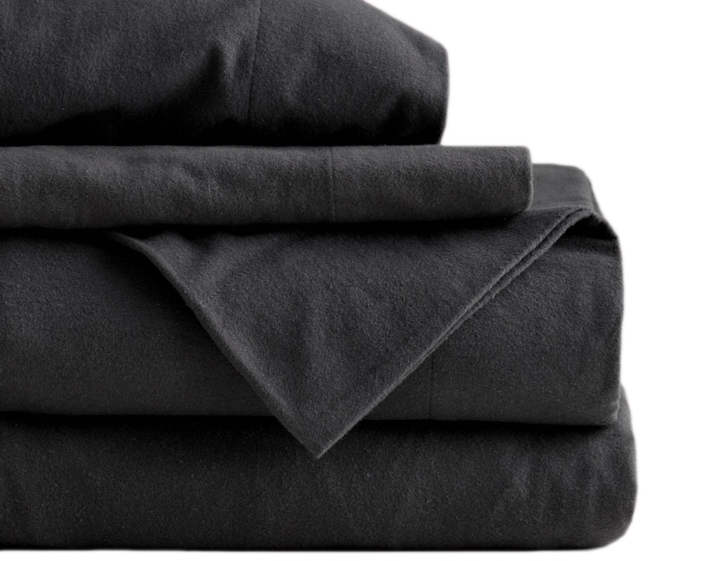 Ensemble de draps lit king Flanelle Gris charcoal - Gris