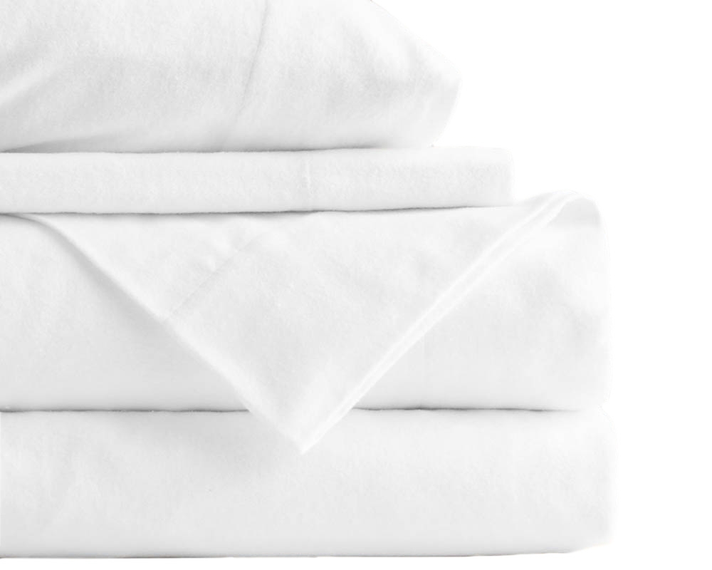 Ensemble de draps lit double Flanelle Blanc - Blanc