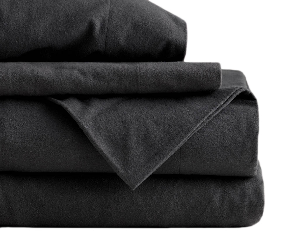 Ensemble de draps lit double - Flanelle - Gris