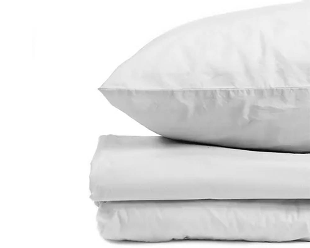 Ensemble de draps lit queen Coton lavé Blanc - Blanc