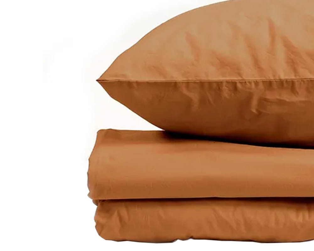 Ensemble de draps lit queen - Coton lav&eacute; - Orange