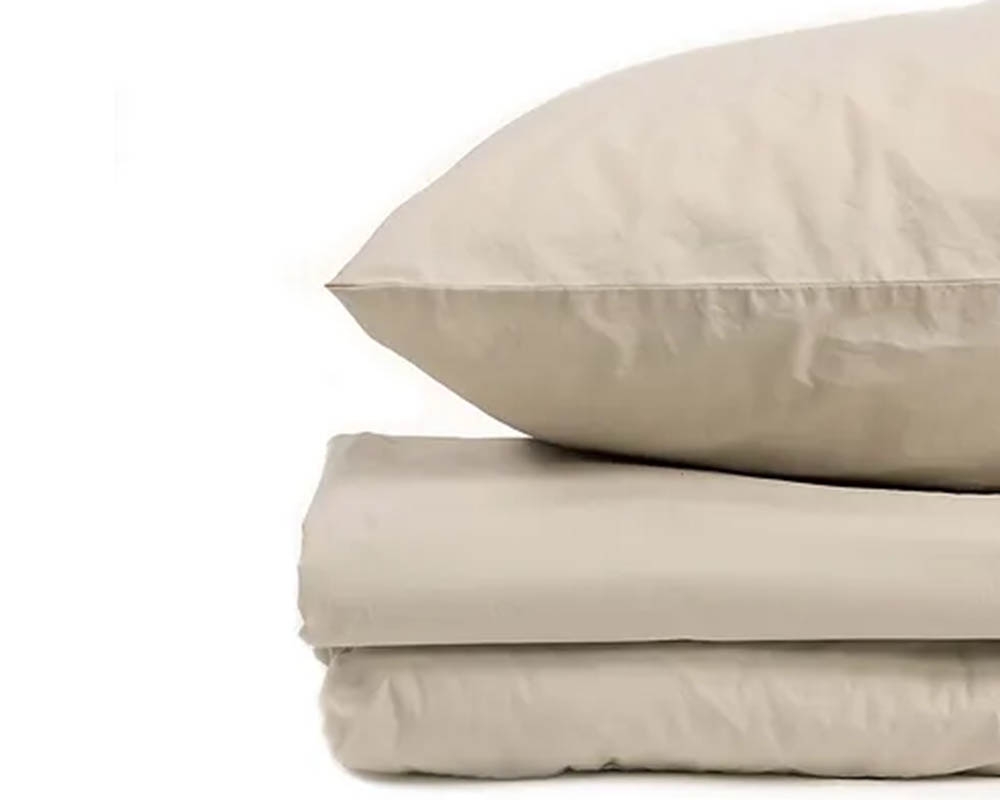 Ensemble de draps lit king - Coton lav&eacute; - Beige