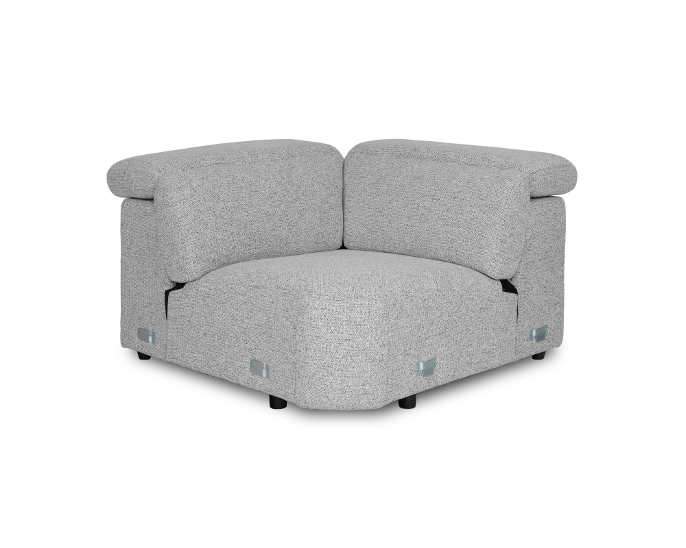 Sectionnel inclinable électrique double - Coin, t&ecirc;te manuelle - Gris