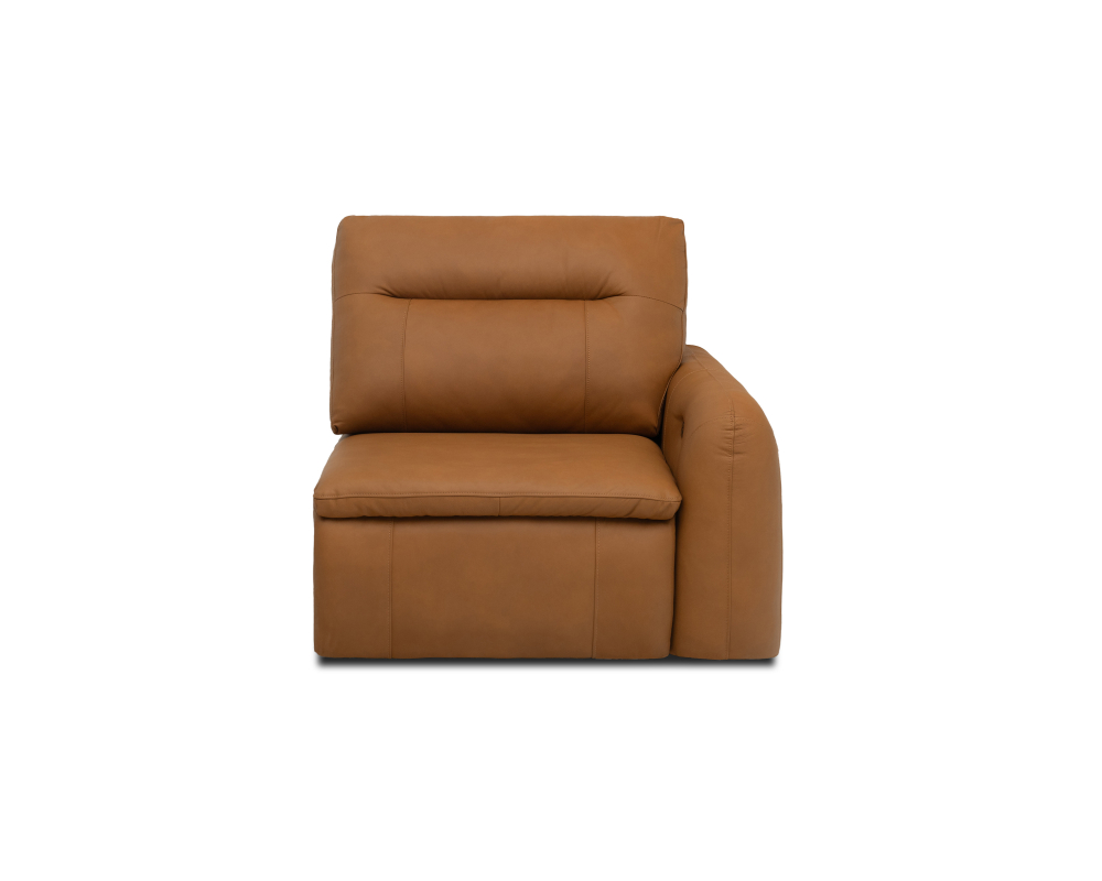 Sectionnel inclinable électrique coulissant - Fauteuil incl. &eacute;lectrique coulissant bras droit - Caramel