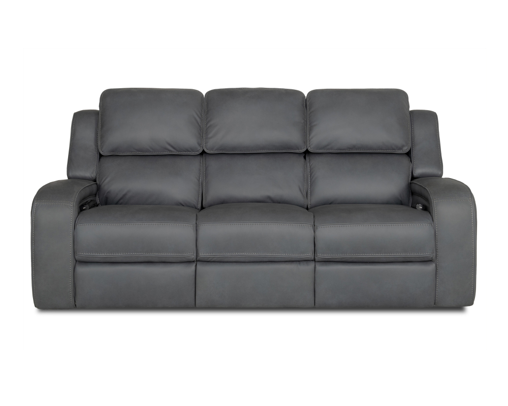 Sofa inclinable avec console rabattable Électrique double, massage, Gravité zéro Tissu Bleu jeans - Bleu