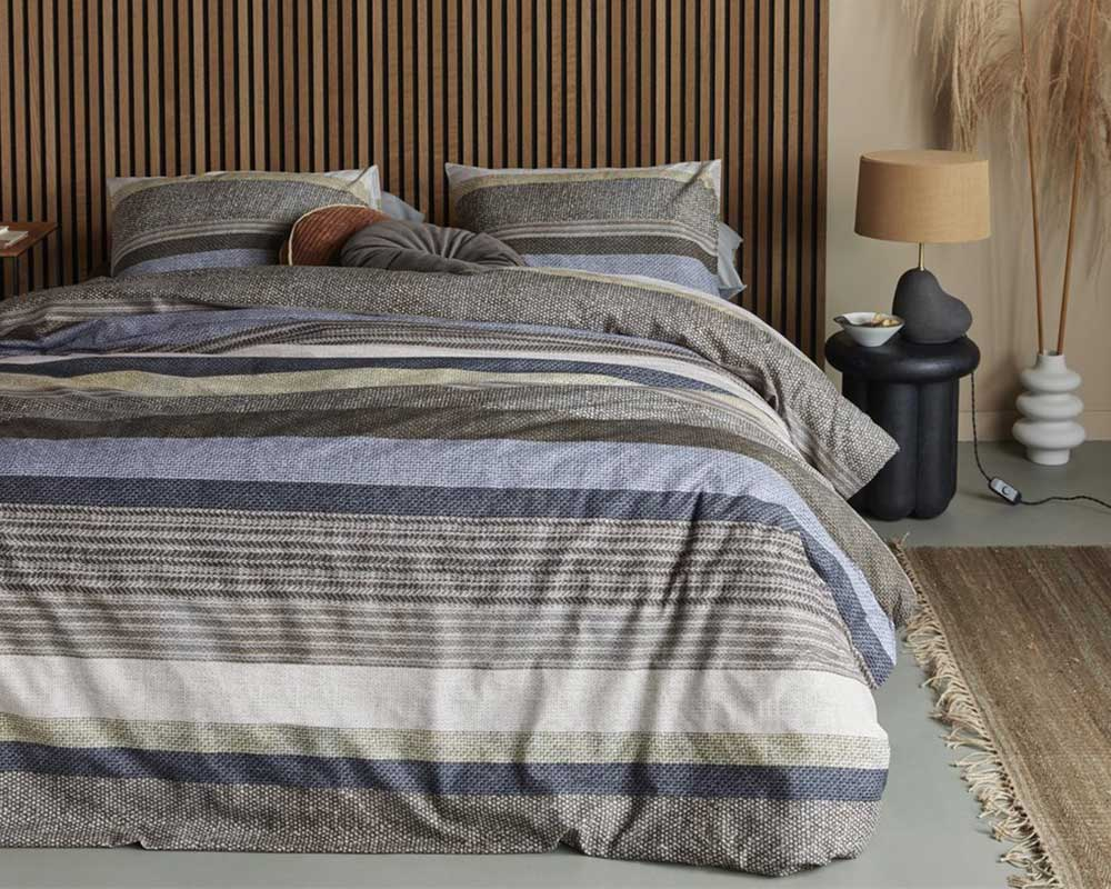 Housse de couette lit queen et 2 cache-oreillers Bleu jeans - Bleu