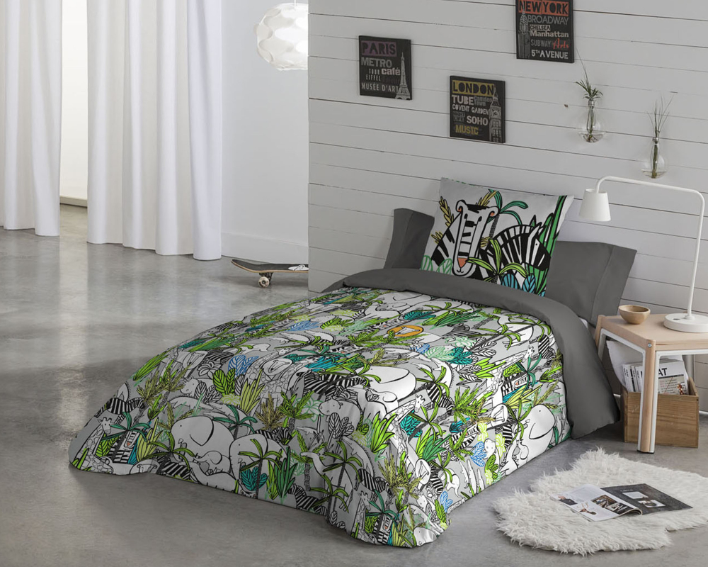 Housse de couette lit simple et 1 cache-oreiller - Vert