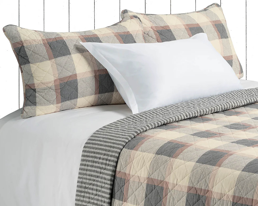 Courtepointe lit queen et 2 cache-oreillers Crème - Crème