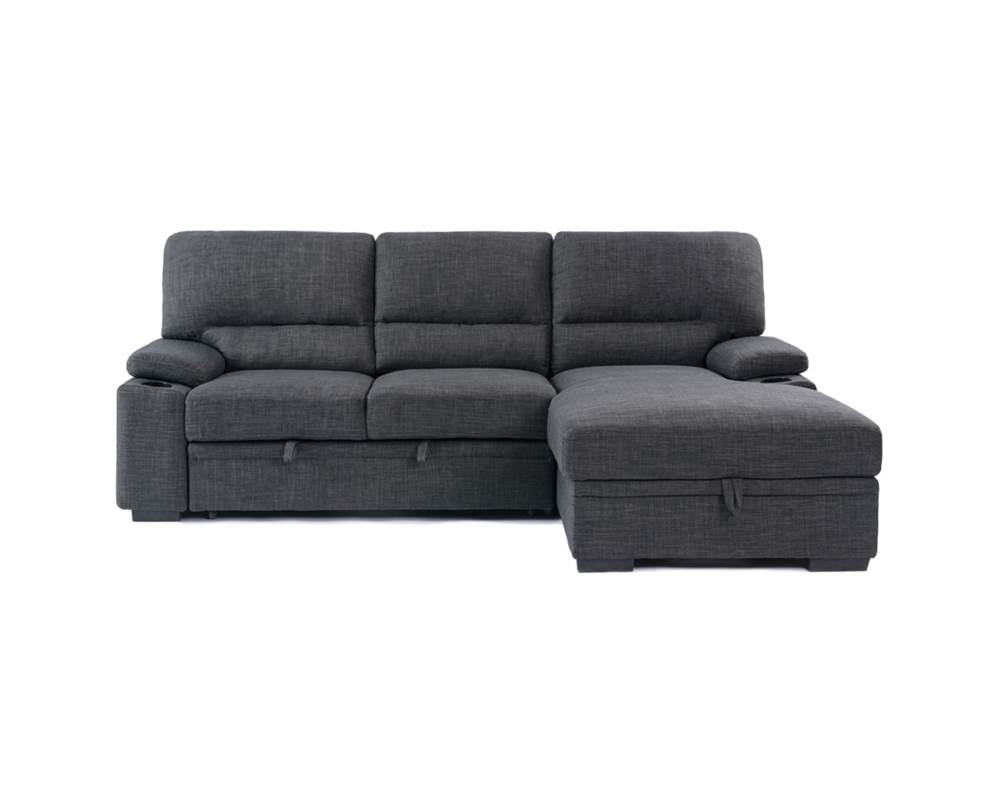 Sectionnel lit 2mcx Tissu Gris charcoal - Gris