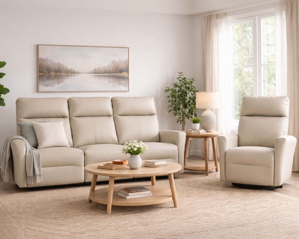 Fauteuil et sofa inclinable Cuir Beige moyen - Beige