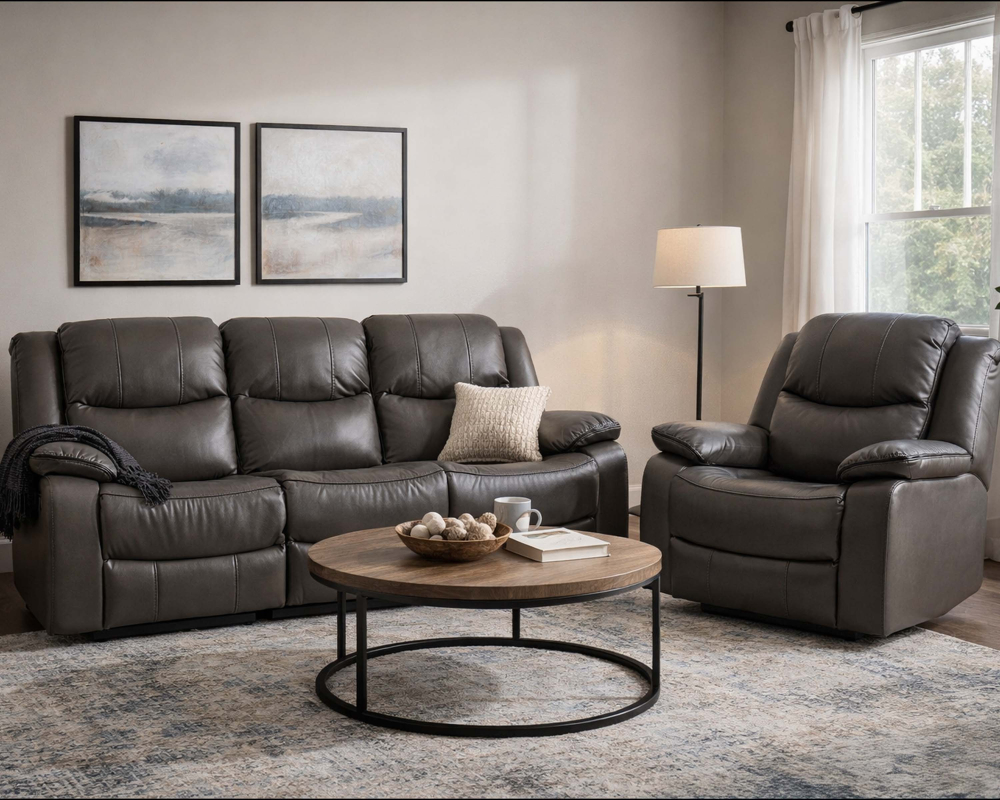 Fauteuil et sofa inclinable Simili cuir Gris charcoal - Gris