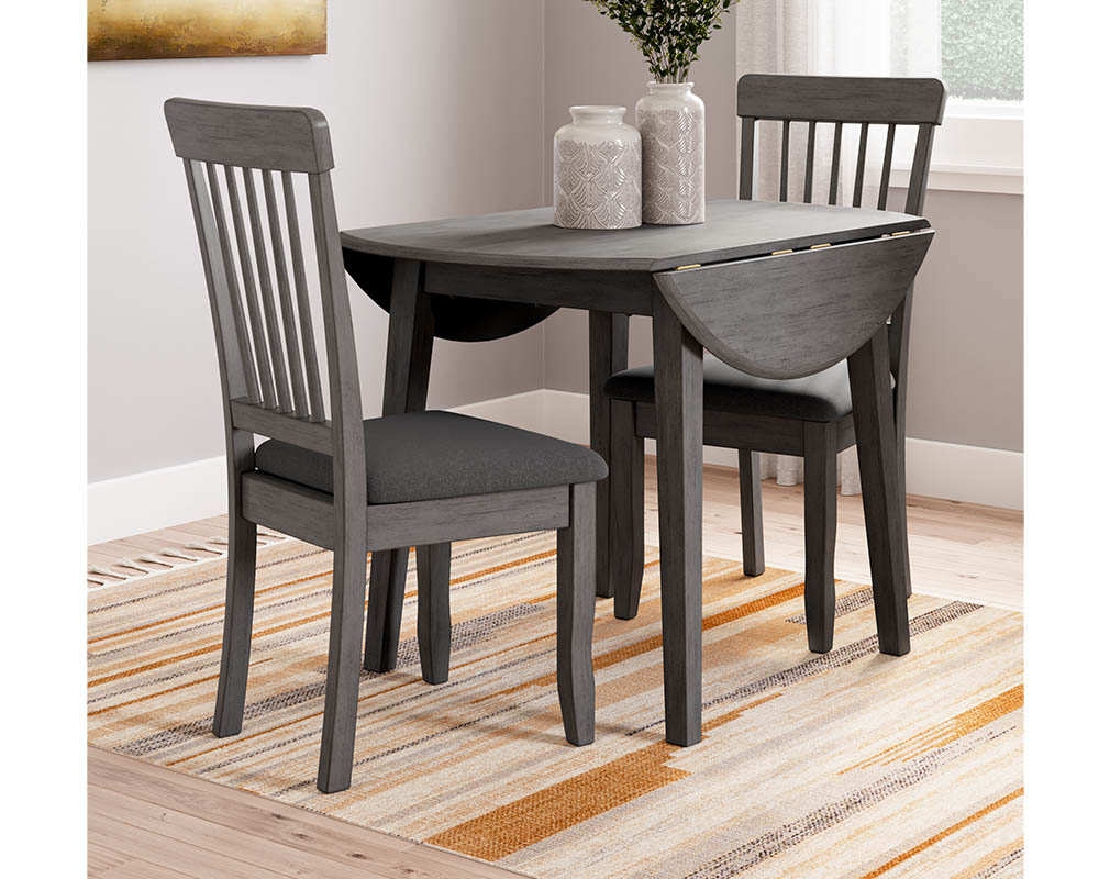 Ensemble de cuisine en bois 3mcx Table, 2 chaises Gris charcoal - Gris