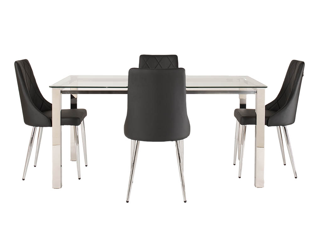 Mobilier de cuisine en verre 5mcx - Table, 4 chaises - Noir