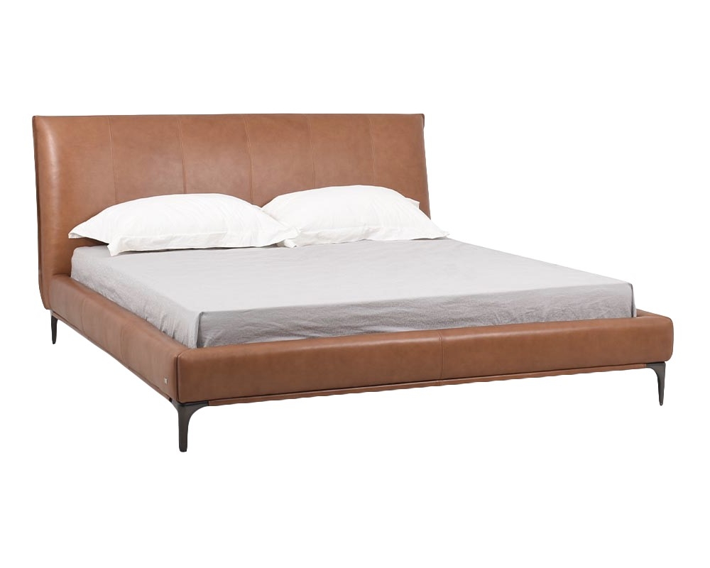 Lit en cuir et similicuir King Caramel - Caramel