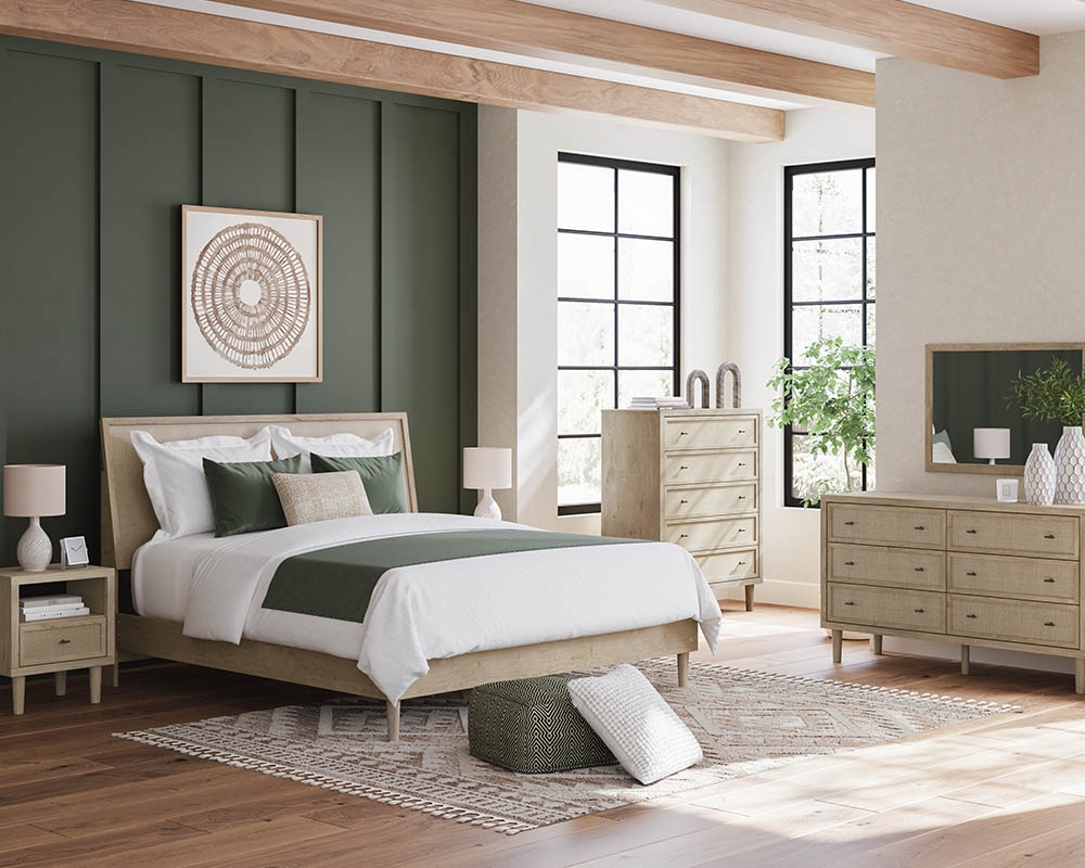 Mobilier de chambre stratifiée queen 8mcx - Brun