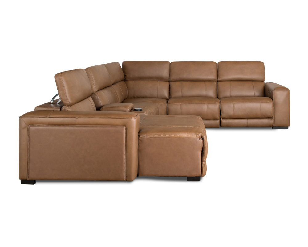 Sectionnel inclinable 6mcx Électrique, Gravité zéro Cuir et simili cuir Caramel - Caramel