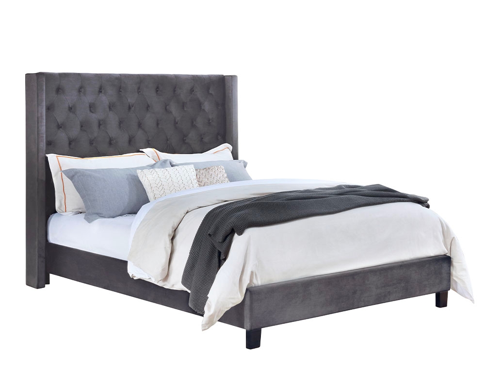 Lit en tissu king - Gris