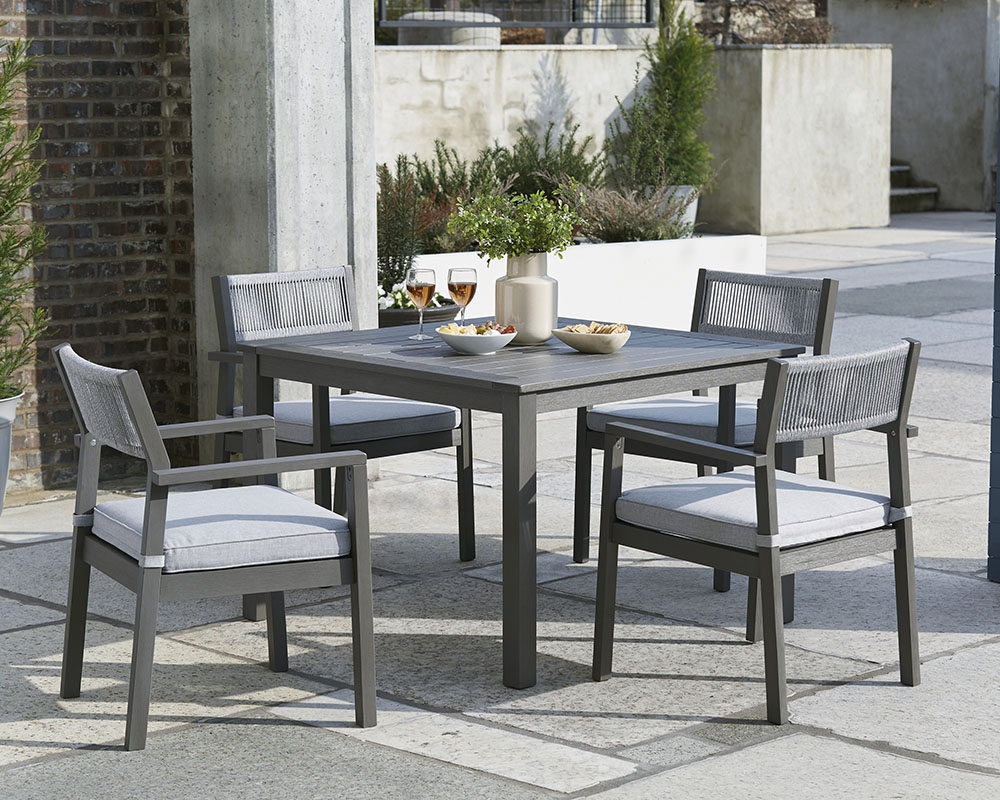 Mobilier de cuisine extérieure 5mcx - Table, 4 chaises - Gris