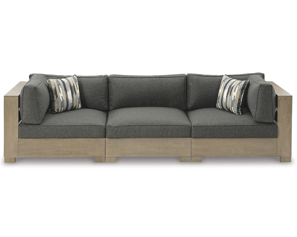 Sofa extérieur 3mcx Gris charcoal et Brun pâle - Gris