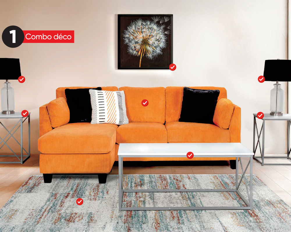 Combo déco #1 Charlotte Sectionnel jaune 8 mcx Tissu Jaune foncé - Jaune